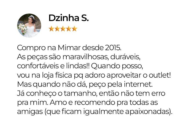 Avaliação de uma cliente da Mimar