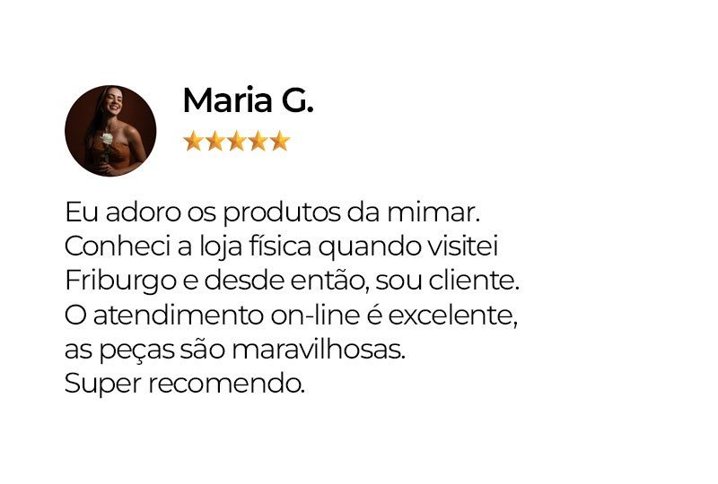Avaliação de uma cliente da Mimar